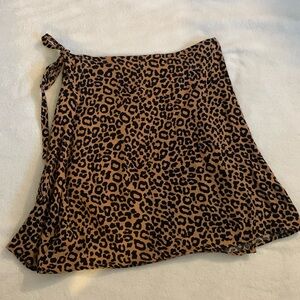 Aeropostale Brown and Black Cheetah Print Wrap Skirt